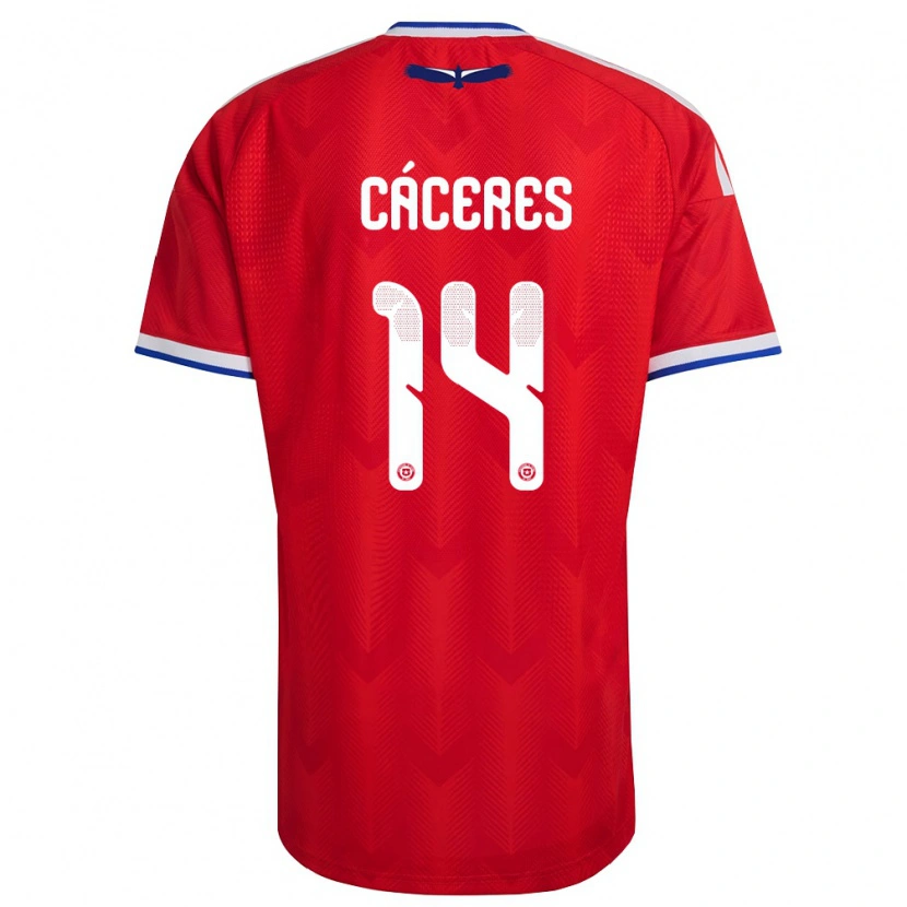 Danxen Mujer Camiseta Chile Franco Cáceres #14 Rojo Blanco Azul 1ª Equipación 26-28 La Camisa México