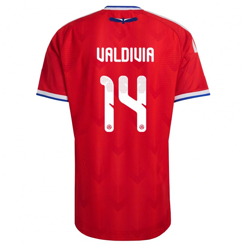 Danxen Mujer Camiseta Chile Felipe Valdivia #14 Rojo Blanco Azul 1ª Equipación 26-28 La Camisa México