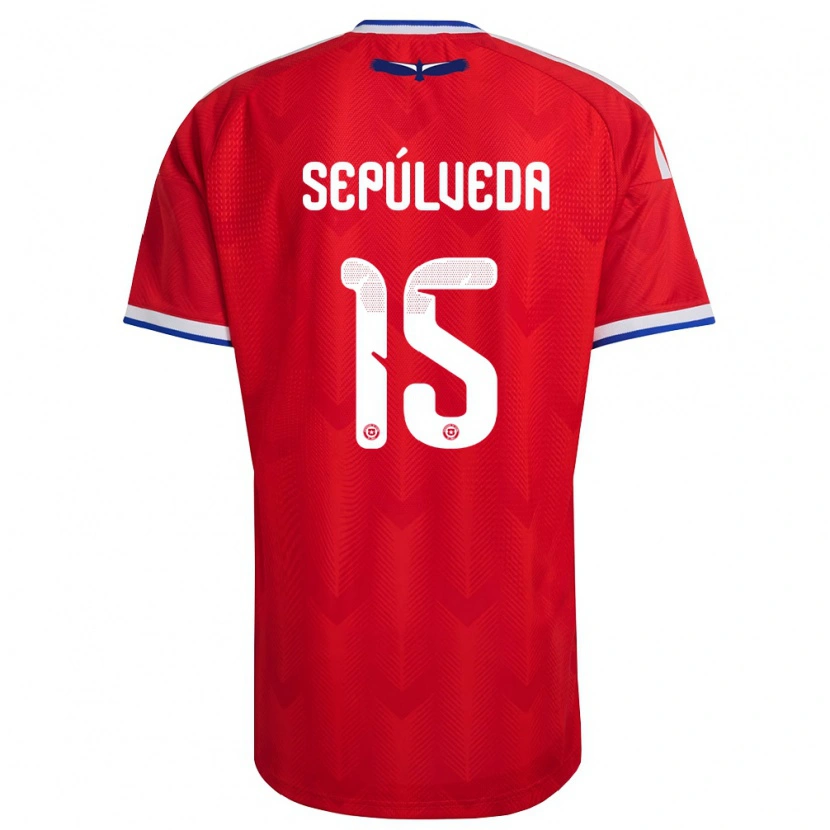 Danxen Mujer Camiseta Chile Matías Sepúlveda #15 Rojo Blanco Azul 1ª Equipación 26-28 La Camisa México