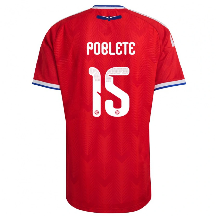 Danxen Mujer Camiseta Chile Jaime Poblete #15 Rojo Blanco Azul 1ª Equipación 26-28 La Camisa México