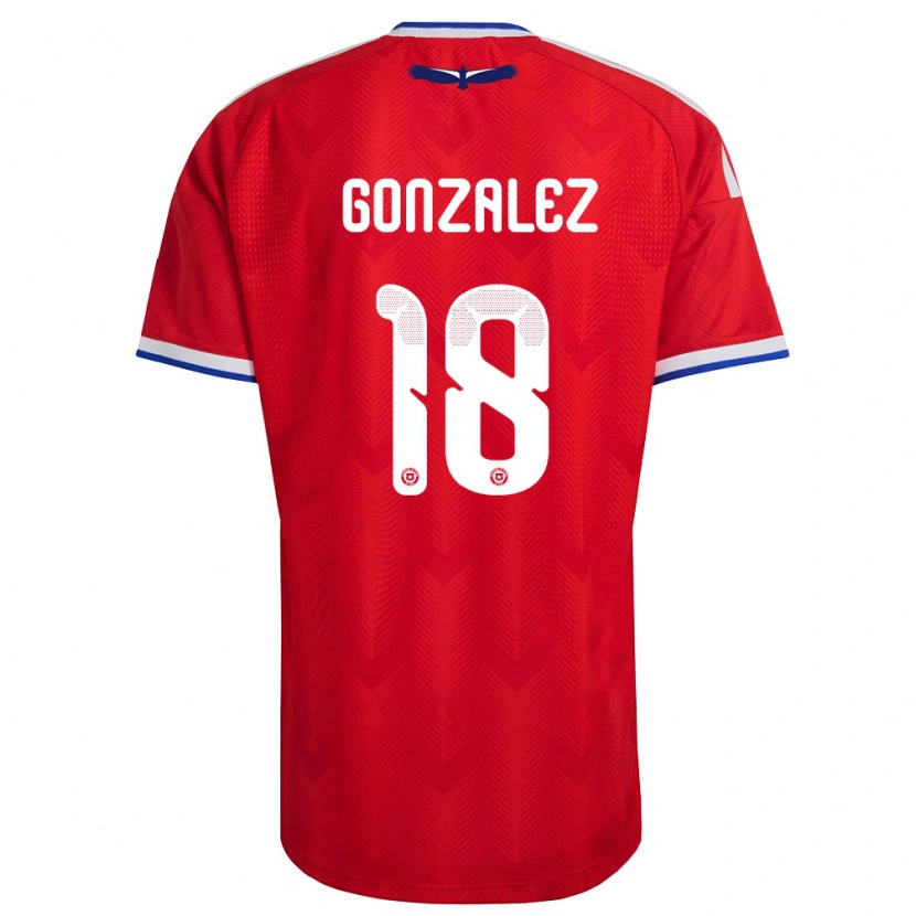 Danxen Mujer Camiseta Chile Bryan González #18 Rojo Blanco Azul 1ª Equipación 26-28 La Camisa México