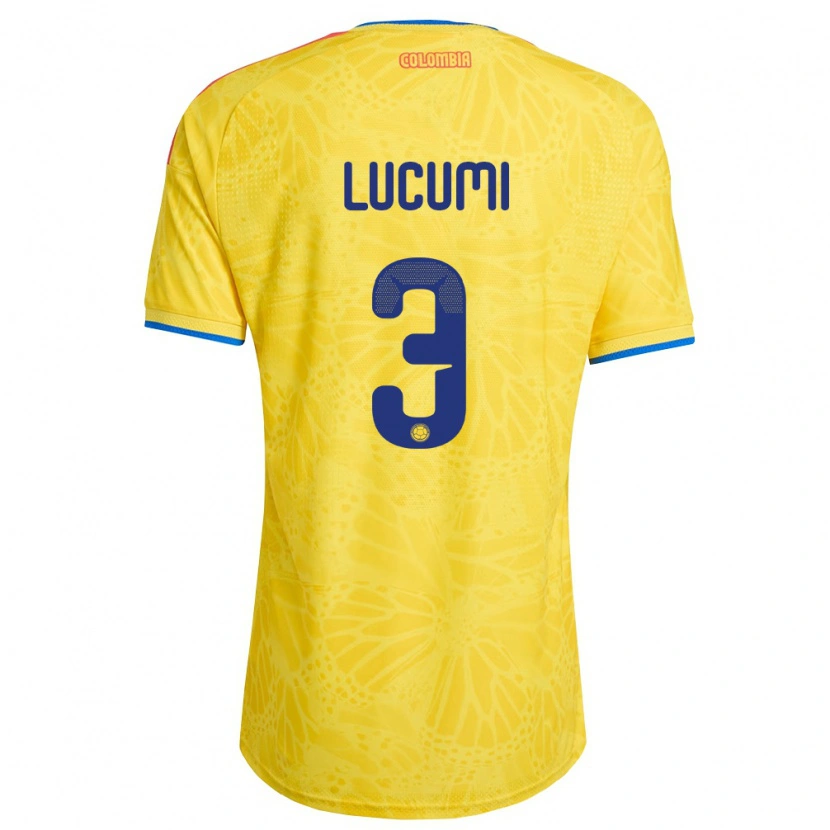 Danxen Mujer Camiseta Colombia Jhon Lucumí #3 Amarillo Azul Rojo 1ª Equipación 26-28 La Camisa México
