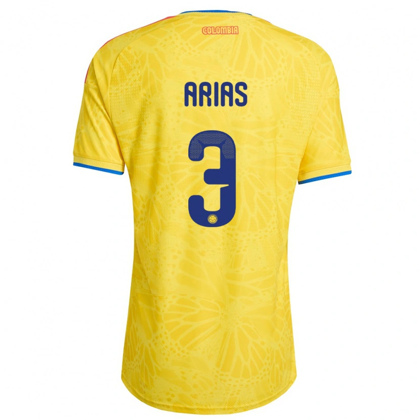 Danxen Mujer Camiseta Colombia Daniela Arias #3 Amarillo Azul Rojo 1ª Equipación 26-28 La Camisa México