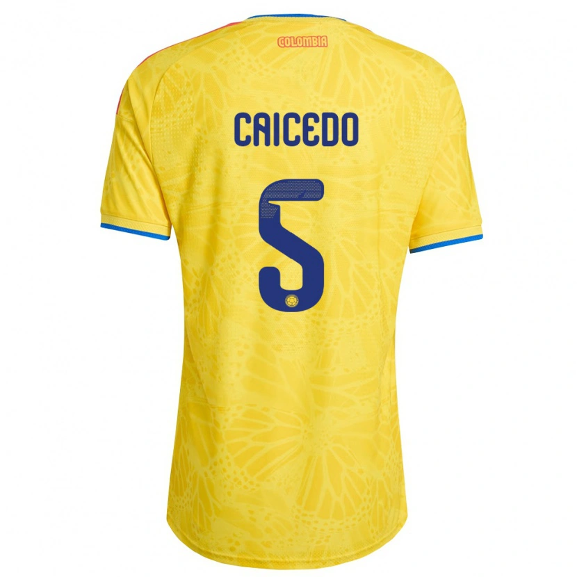 Danxen Mujer Camiseta Colombia Kelly Caicedo #5 Amarillo Azul Rojo 1ª Equipación 26-28 La Camisa México