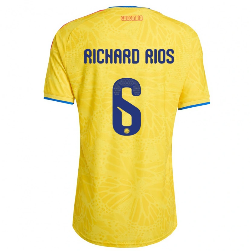 Danxen Mujer Camiseta Colombia Richard Ríos #6 Amarillo Azul Rojo 1ª Equipación 26-28 La Camisa México