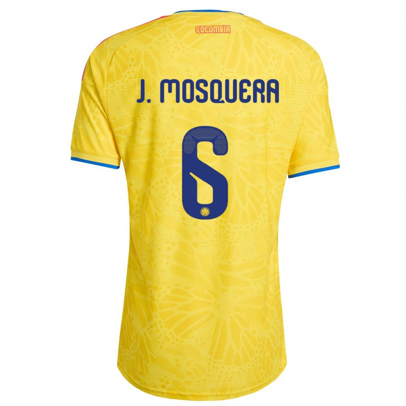 Danxen Mujer Camiseta Colombia Juan Mosquera #6 Amarillo Azul Rojo 1ª Equipación 26-28 La Camisa México