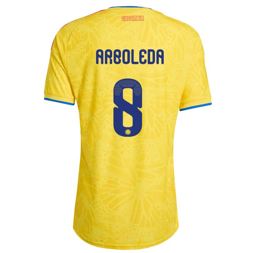 Danxen Mujer Camiseta Colombia Jordan Arboleda #8 Amarillo Azul Rojo 1ª Equipación 26-28 La Camisa México