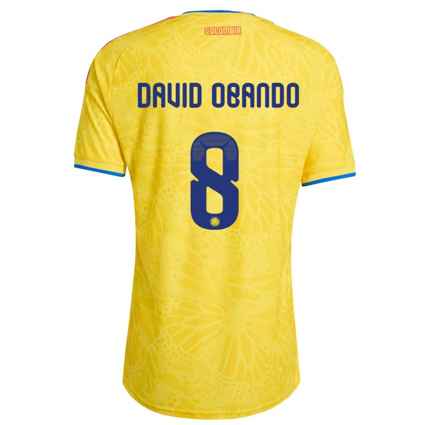 Danxen Mujer Camiseta Colombia Juan David Obando #8 Amarillo Azul Rojo 1ª Equipación 26-28 La Camisa México