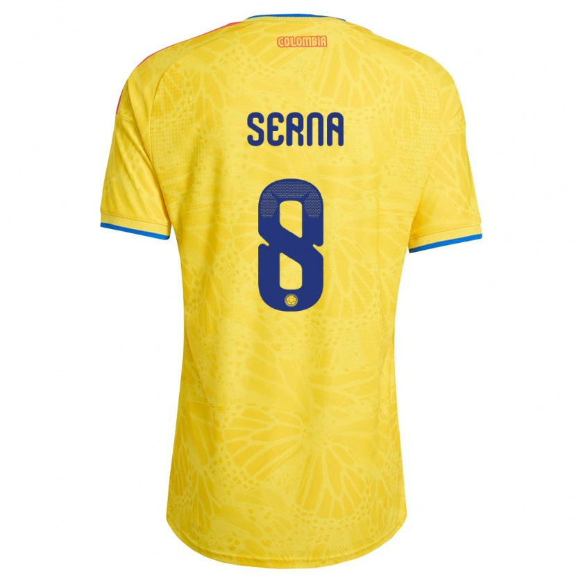 Danxen Mujer Camiseta Colombia Liced Serna #8 Amarillo Azul Rojo 1ª Equipación 26-28 La Camisa México