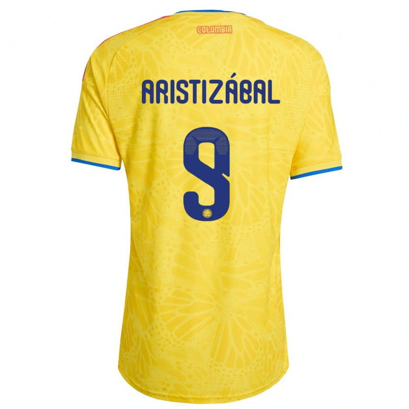 Danxen Mujer Camiseta Colombia Emilio Aristizábal #9 Amarillo Azul Rojo 1ª Equipación 26-28 La Camisa México