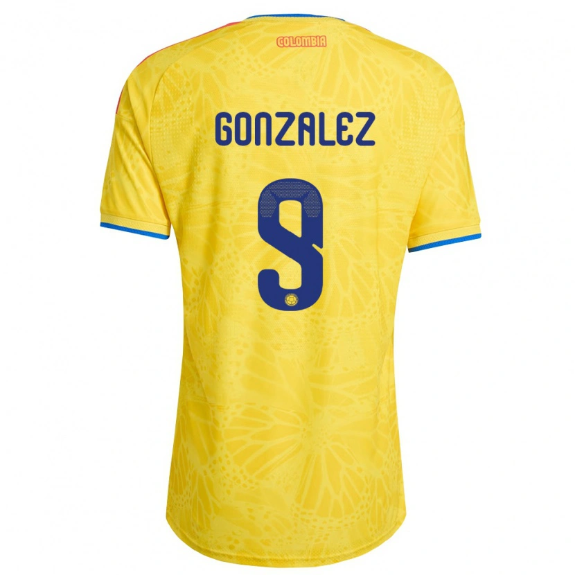 Danxen Mujer Camiseta Colombia Manuela González #9 Amarillo Azul Rojo 1ª Equipación 26-28 La Camisa México