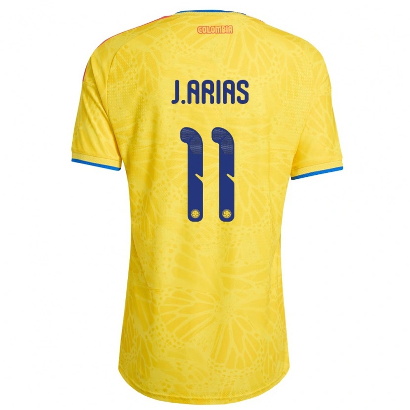 Danxen Mujer Camiseta Colombia Jhon Arias #11 Amarillo Azul Rojo 1ª Equipación 26-28 La Camisa México