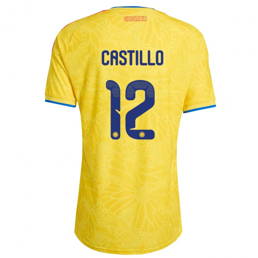 Danxen Mujer Camiseta Colombia Juan Castillo #12 Amarillo Azul Rojo 1ª Equipación 26-28 La Camisa México