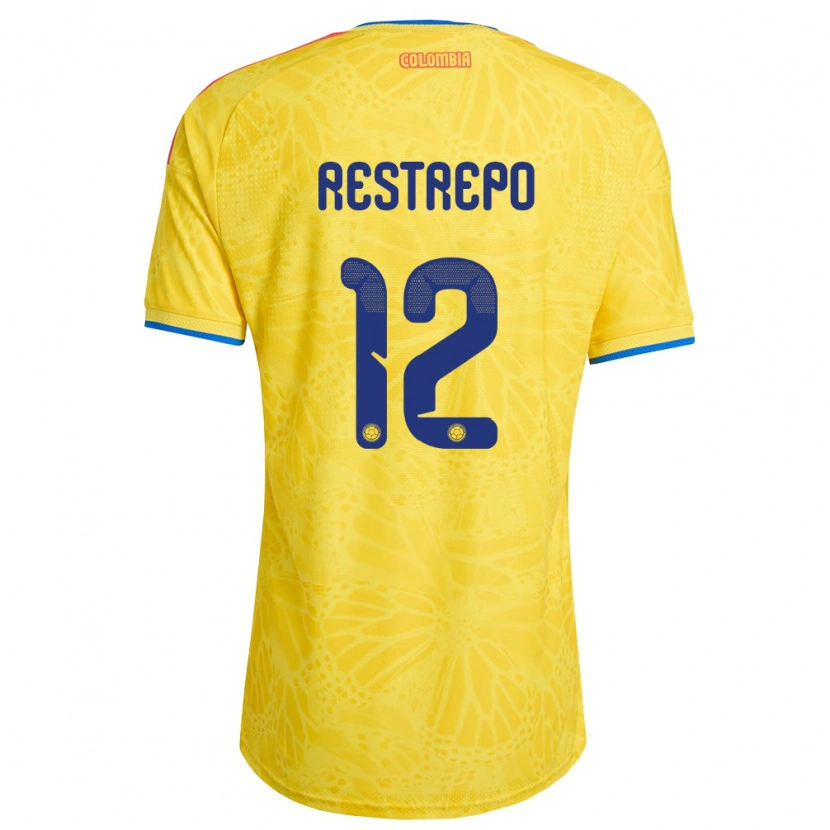 Danxen Mujer Camiseta Colombia Valery Restrepo #12 Amarillo Azul Rojo 1ª Equipación 26-28 La Camisa México