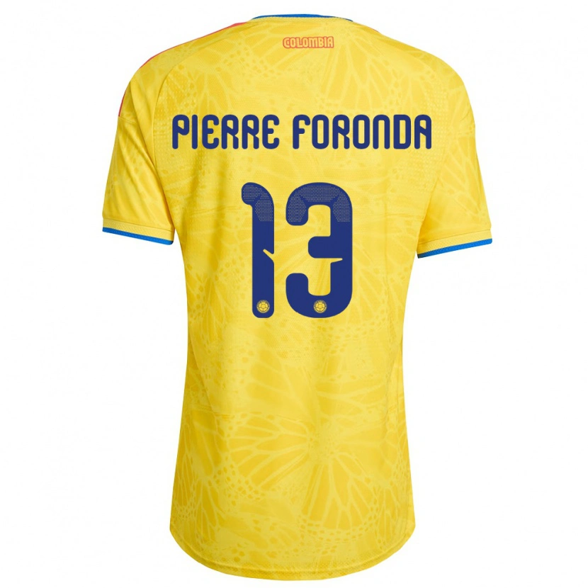 Danxen Mujer Camiseta Colombia Jean Pierre Foronda #13 Amarillo Azul Rojo 1ª Equipación 26-28 La Camisa México