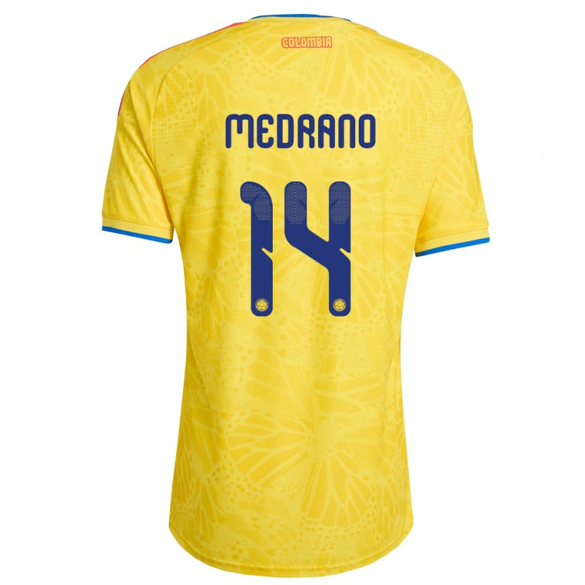 Danxen Mujer Camiseta Colombia Anyeiser Medrano #14 Amarillo Azul Rojo 1ª Equipación 26-28 La Camisa México