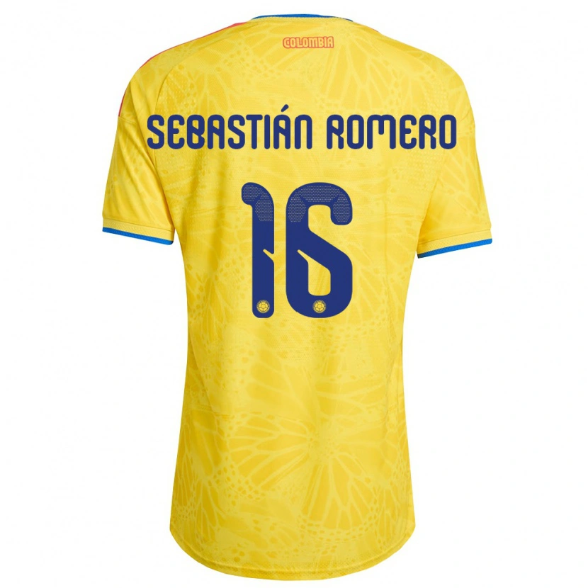 Danxen Mujer Camiseta Colombia Joel Sebastián Romero #16 Amarillo Azul Rojo 1ª Equipación 26-28 La Camisa México