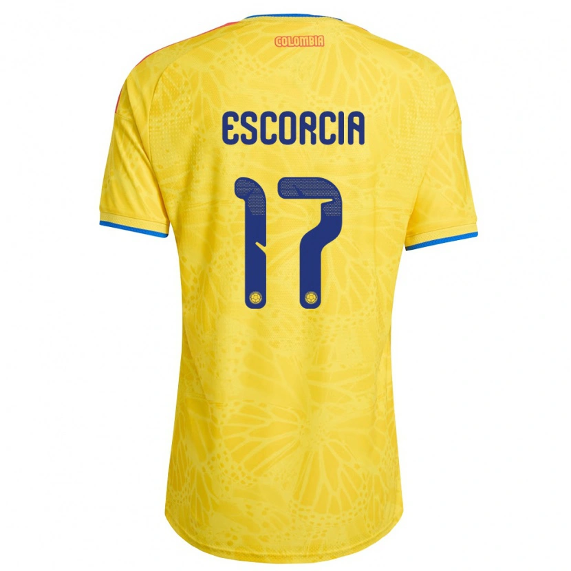Danxen Mujer Camiseta Colombia Rafael Escorcia #17 Amarillo Azul Rojo 1ª Equipación 26-28 La Camisa México