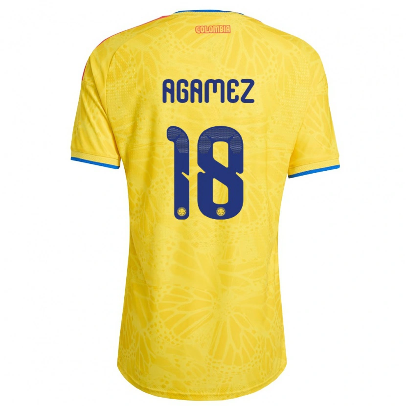 Danxen Mujer Camiseta Colombia Miguel Agamez #18 Amarillo Azul Rojo 1ª Equipación 26-28 La Camisa México