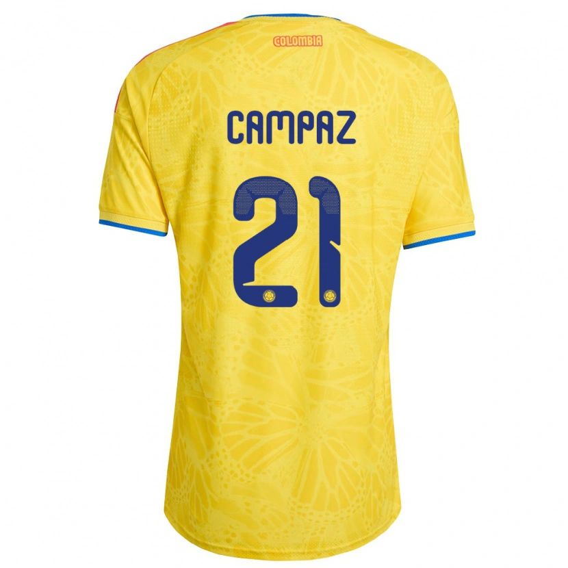 Danxen Mujer Camiseta Colombia Jáminton Campaz #21 Amarillo Azul Rojo 1ª Equipación 26-28 La Camisa México