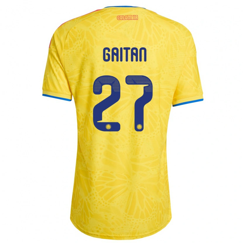 Danxen Mujer Camiseta Colombia Natalia Gaitán #27 Amarillo Azul Rojo 1ª Equipación 26-28 La Camisa México