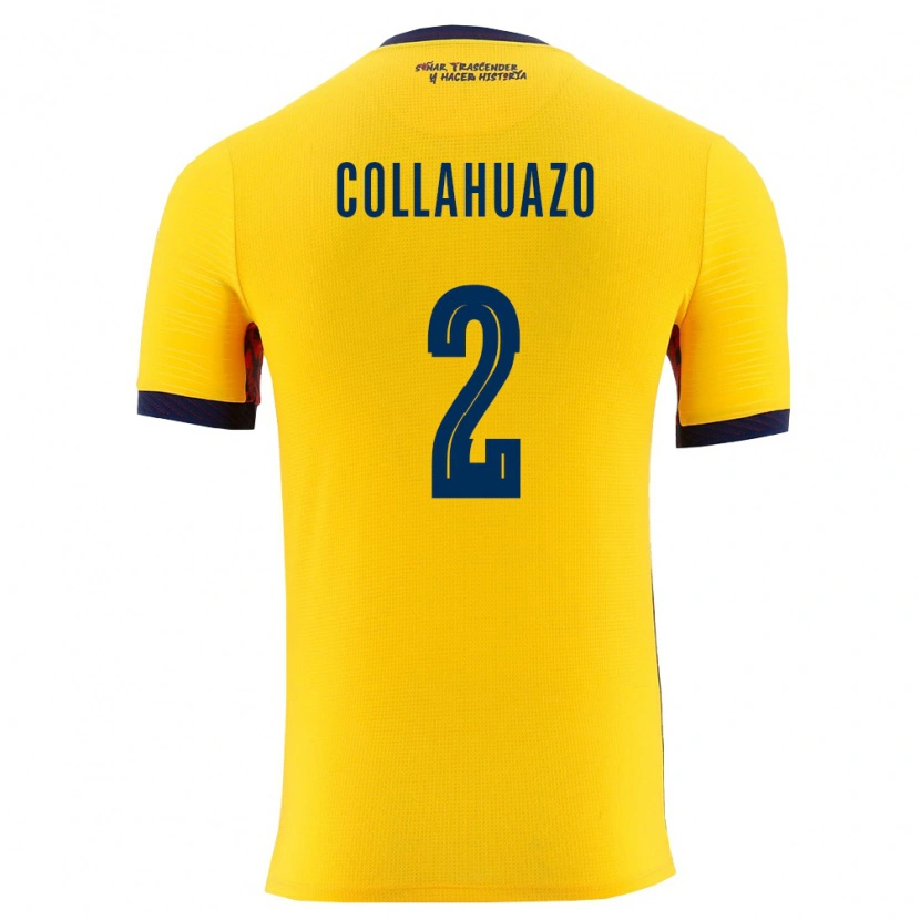 Danxen Mujer Camiseta Ecuador Jair Collahuazo #2 Amarillo Marino 1ª Equipación 26-28 La Camisa México