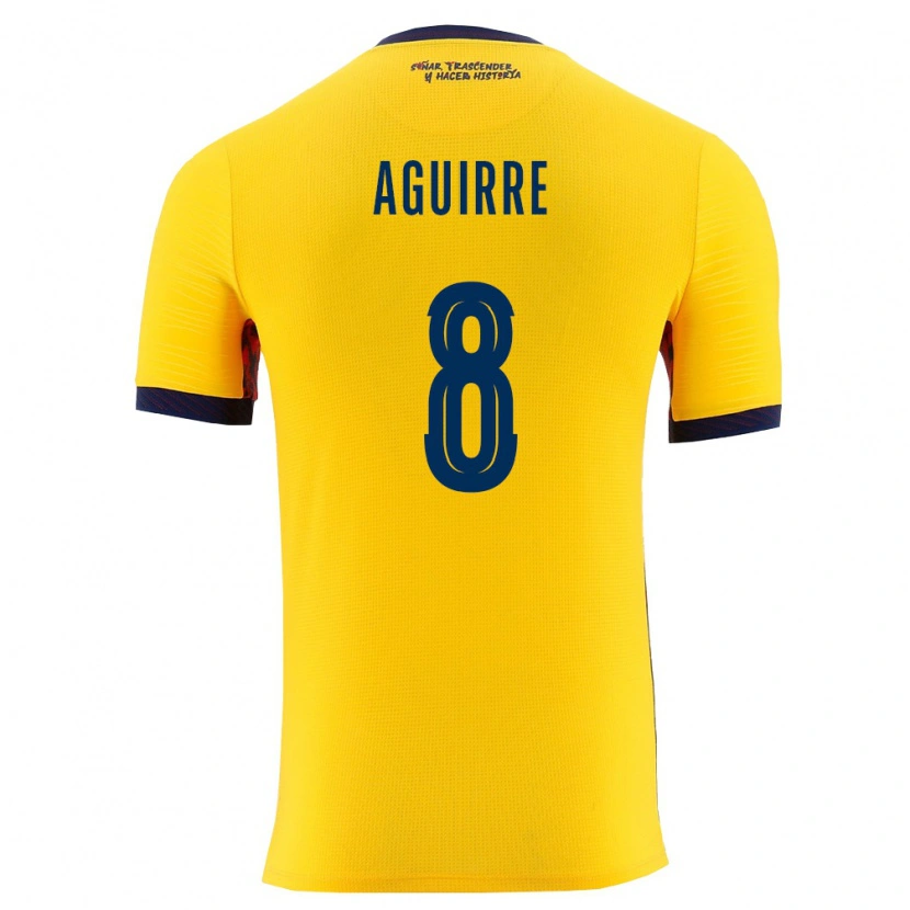 Danxen Mujer Camiseta Ecuador Marthina Aguirre #8 Amarillo Marino 1ª Equipación 26-28 La Camisa México