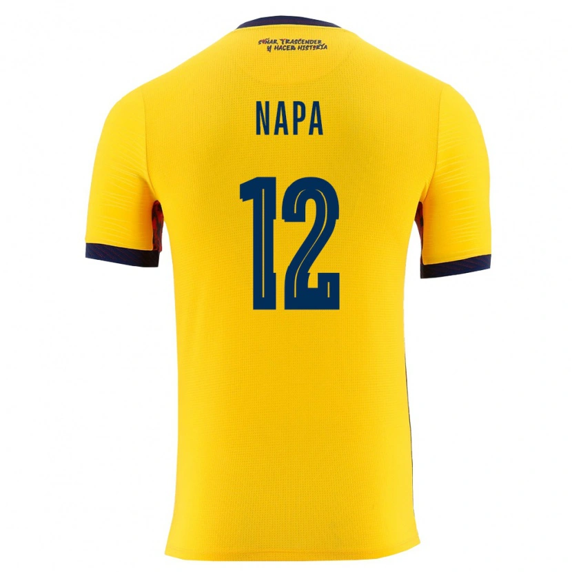 Danxen Mujer Camiseta Ecuador Gilmar Napa #12 Amarillo Marino 1ª Equipación 26-28 La Camisa México