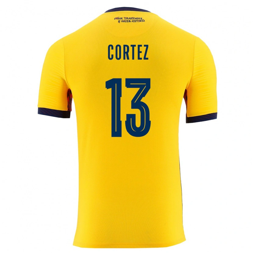 Danxen Mujer Camiseta Ecuador Steven Cortez #13 Amarillo Marino 1ª Equipación 26-28 La Camisa México