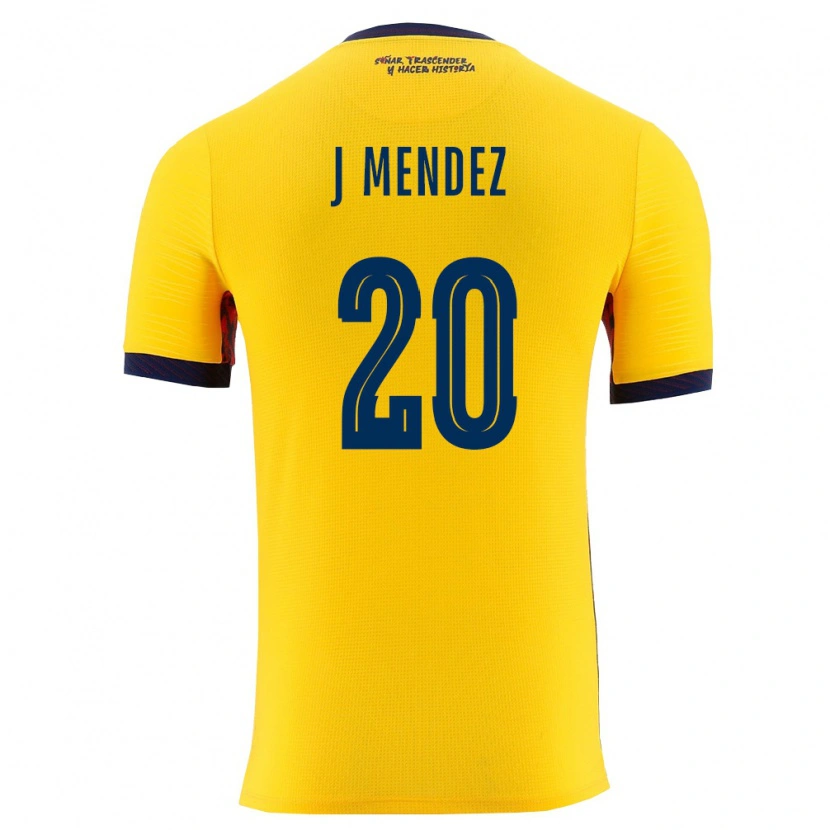 Danxen Mujer Camiseta Ecuador Jhegson Mendez #20 Amarillo Marino 1ª Equipación 26-28 La Camisa México