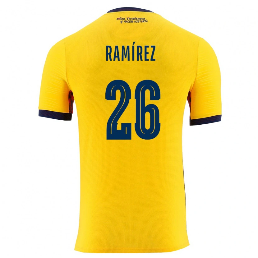 Danxen Mujer Camiseta Ecuador Bryan Ramírez #26 Amarillo Marino 1ª Equipación 26-28 La Camisa México