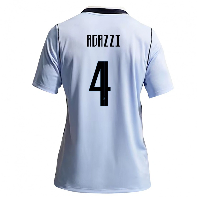 Danxen Mujer Camiseta Uruguay Lucas Agazzi #4 Azul Cielo Blanco 1ª Equipación 26-28 La Camisa México