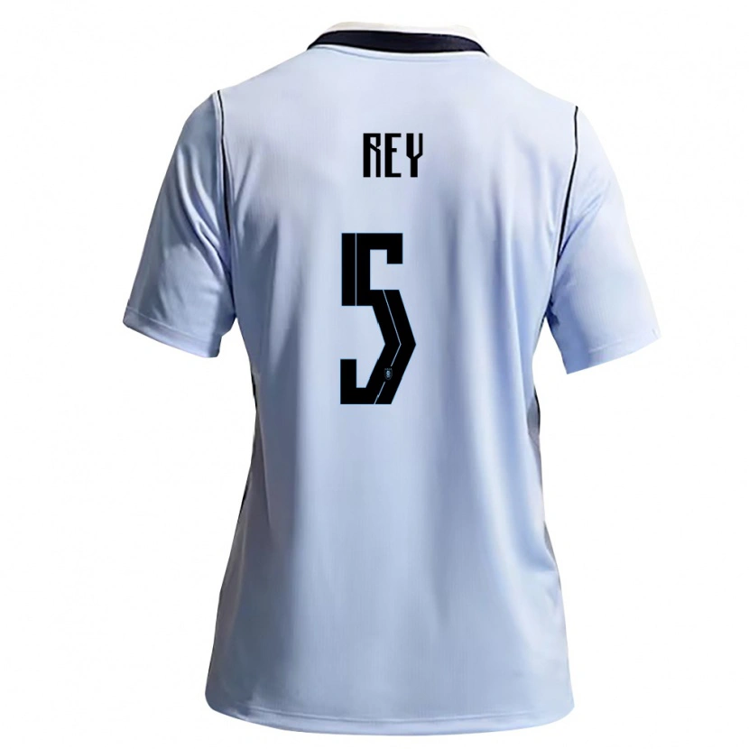 Danxen Mujer Camiseta Uruguay Rodrigo Rey #5 Azul Cielo Blanco 1ª Equipación 26-28 La Camisa México