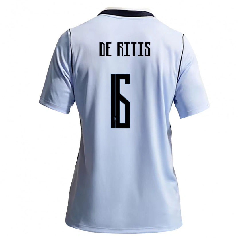 Danxen Mujer Camiseta Uruguay Mathias De Ritis #6 Azul Cielo Blanco 1ª Equipación 26-28 La Camisa México