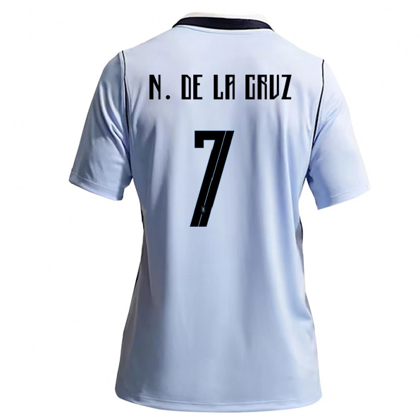 Danxen Mujer Camiseta Uruguay Nicolás De La Cruz #7 Azul Cielo Blanco 1ª Equipación 26-28 La Camisa México
