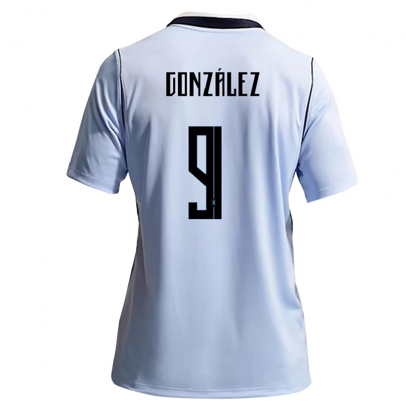Danxen Mujer Camiseta Uruguay Pamela Gonzalez #9 Azul Cielo Blanco 1ª Equipación 26-28 La Camisa México