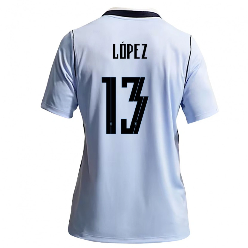 Danxen Mujer Camiseta Uruguay Nahuel López #13 Azul Cielo Blanco 1ª Equipación 26-28 La Camisa México