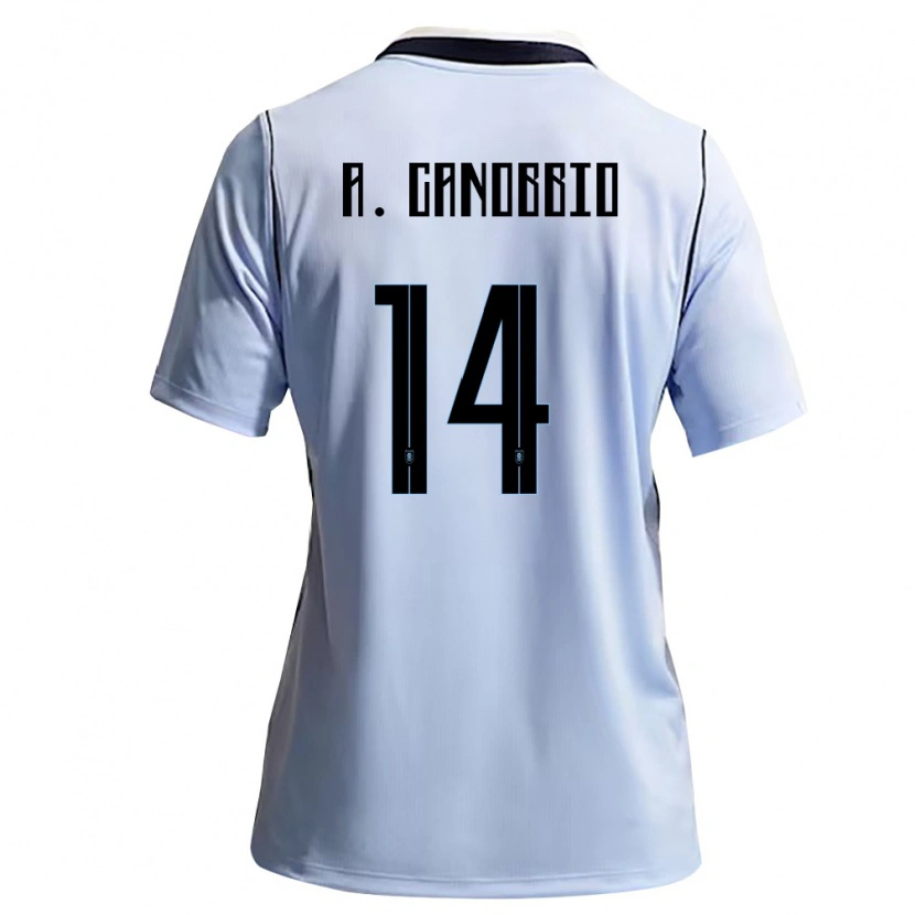 Danxen Mujer Camiseta Uruguay Agustín Canobbio #14 Azul Cielo Blanco 1ª Equipación 26-28 La Camisa México