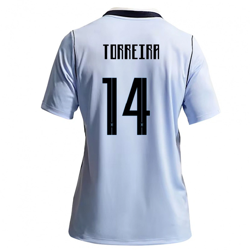 Danxen Mujer Camiseta Uruguay Lucas Torreira #14 Azul Cielo Blanco 1ª Equipación 26-28 La Camisa México