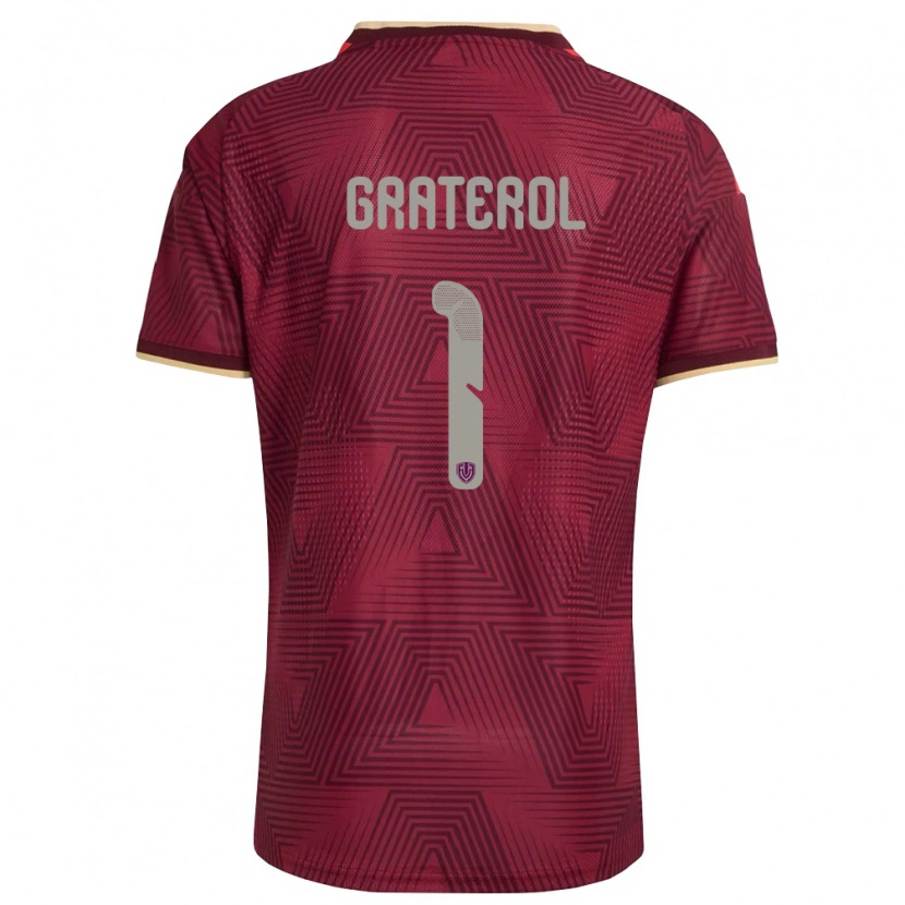 Danxen Mujer Camiseta Venezuela Joel Graterol #1 Borgoña Oro Amarillo 1ª Equipación 26-28 La Camisa México
