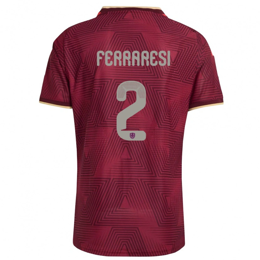 Danxen Mujer Camiseta Venezuela Nahuel Ferraresi #2 Borgoña Oro Amarillo 1ª Equipación 26-28 La Camisa México