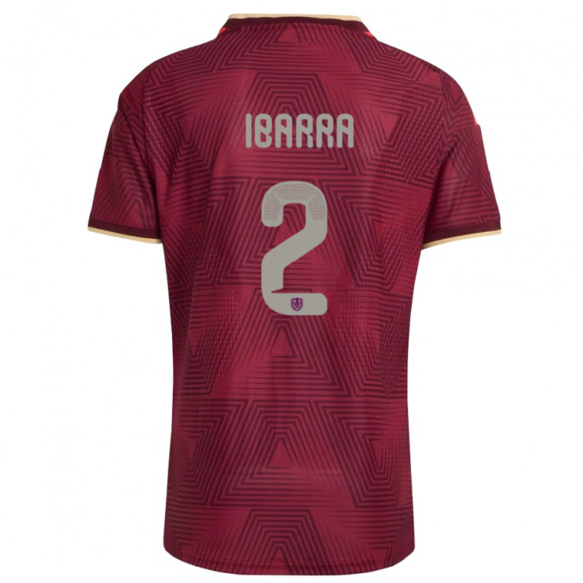 Danxen Mujer Camiseta Venezuela Pablo Ibarra #2 Borgoña Oro Amarillo 1ª Equipación 26-28 La Camisa México