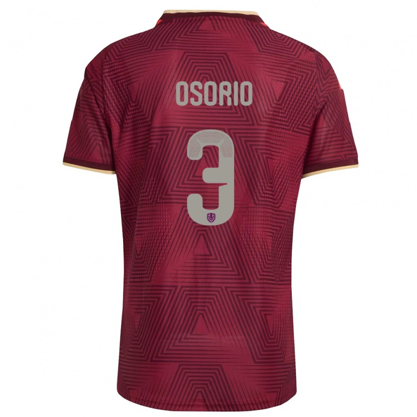 Danxen Mujer Camiseta Venezuela Yordan Osorio #3 Borgoña Oro Amarillo 1ª Equipación 26-28 La Camisa México