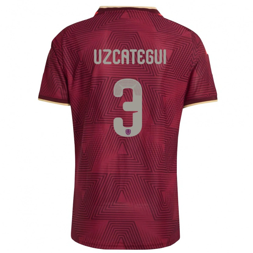 Danxen Mujer Camiseta Venezuela Rafael Uzcátegui #3 Borgoña Oro Amarillo 1ª Equipación 26-28 La Camisa México