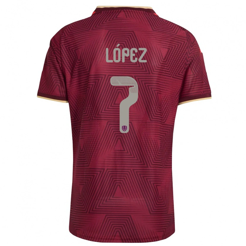 Danxen Mujer Camiseta Venezuela José López #7 Borgoña Oro Amarillo 1ª Equipación 26-28 La Camisa México