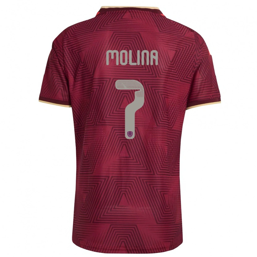 Danxen Mujer Camiseta Venezuela Gregory Molina #7 Borgoña Oro Amarillo 1ª Equipación 26-28 La Camisa México