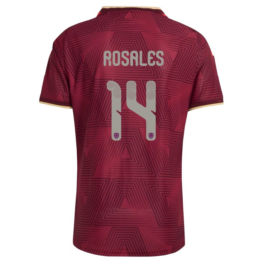 Danxen Mujer Camiseta Venezuela Roberto Rosales #14 Borgoña Oro Amarillo 1ª Equipación 26-28 La Camisa México