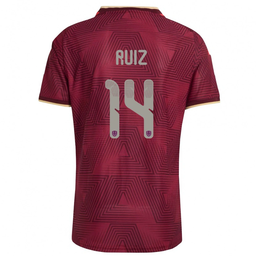 Danxen Mujer Camiseta Venezuela Maicol Ruiz #14 Borgoña Oro Amarillo 1ª Equipación 26-28 La Camisa México