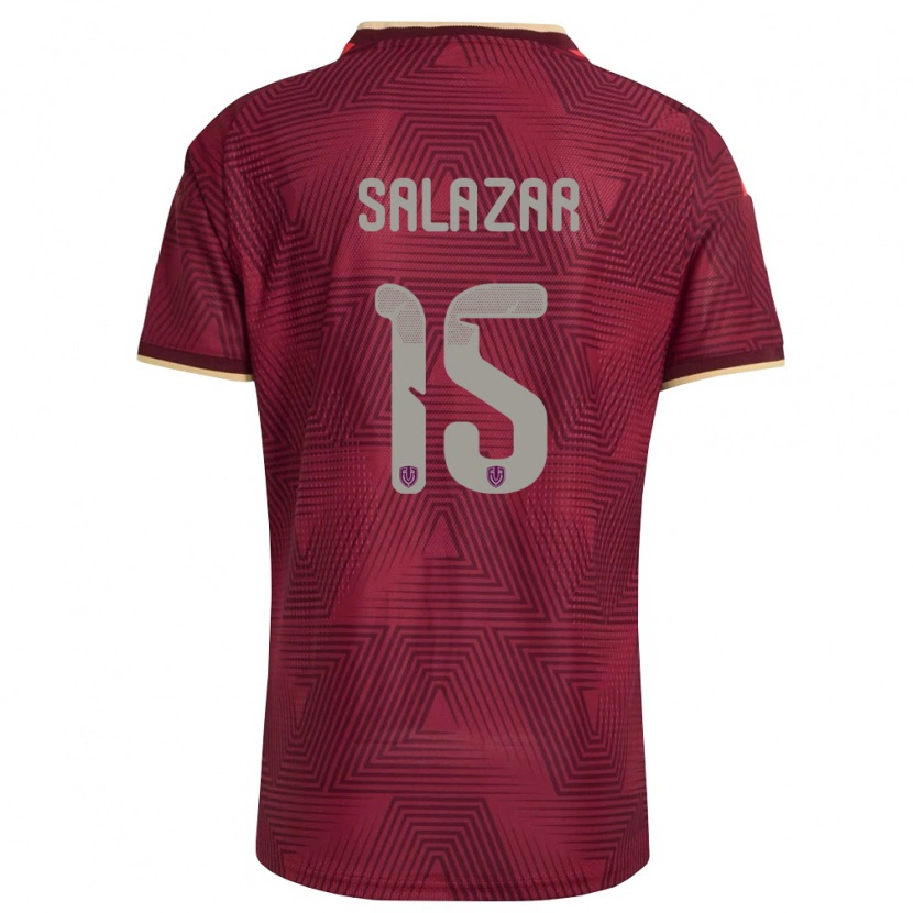 Danxen Mujer Camiseta Venezuela Aiderson Salazar #15 Borgoña Oro Amarillo 1ª Equipación 26-28 La Camisa México