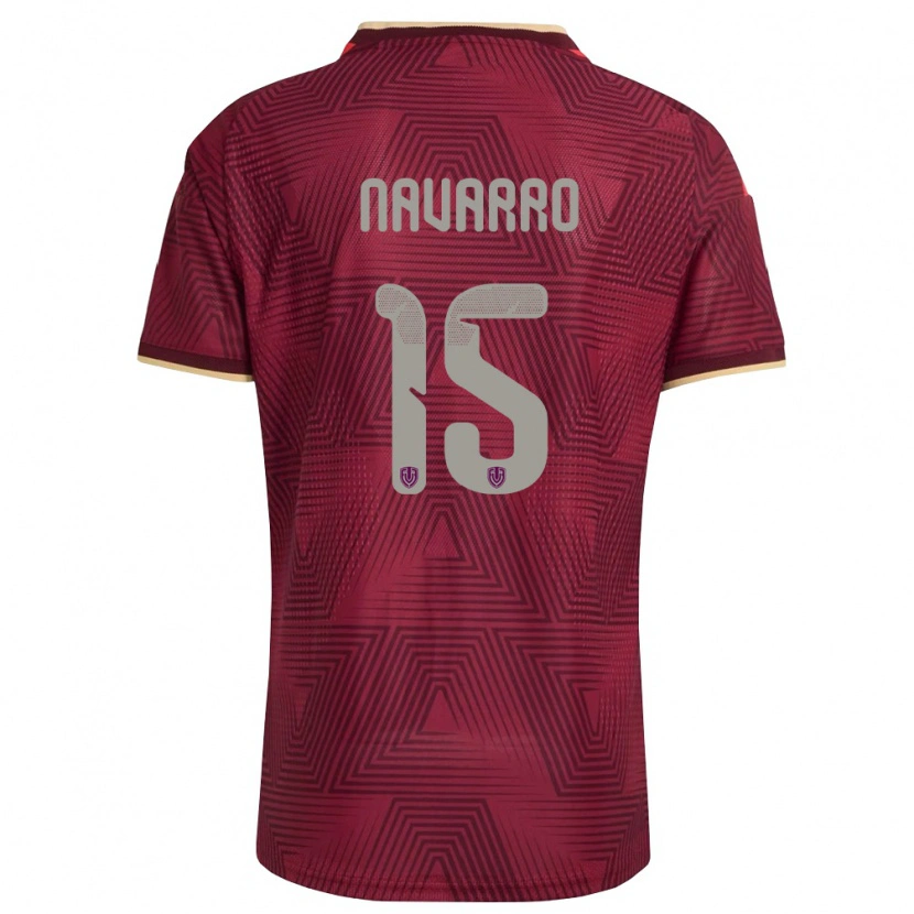 Danxen Mujer Camiseta Venezuela Miguel Navarro #15 Borgoña Oro Amarillo 1ª Equipación 26-28 La Camisa México